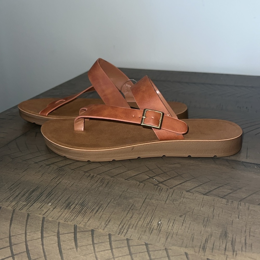 Women’s Mysoft Flat Open/Toe Brown Boho Slip on Summer Sandal w Buckle, Size 6🩴 - Picture 9 of 14